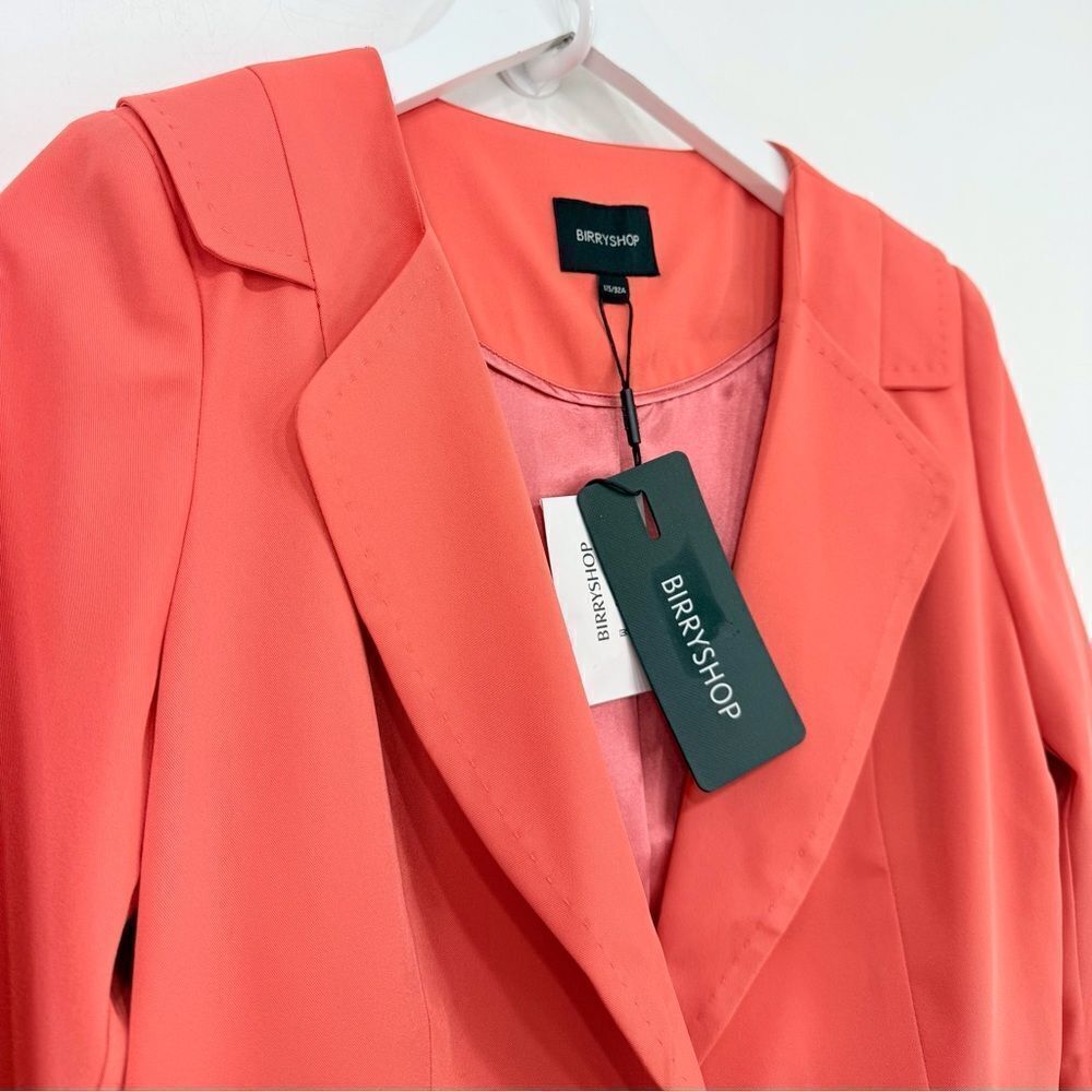 Birryshop Coral Orange Asian Lined Sprin Summer Blazer Jacket NEW - Picture 8 of 16